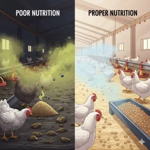 نقش تغذیه مناسب در کاهش بوی بد سالن و بستر مرغداری