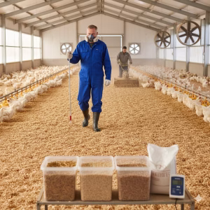 مدیریت بستر در مرغداری: راهنمای کامل کاهش آمونیاک و FCR با بستر ایده‌آل